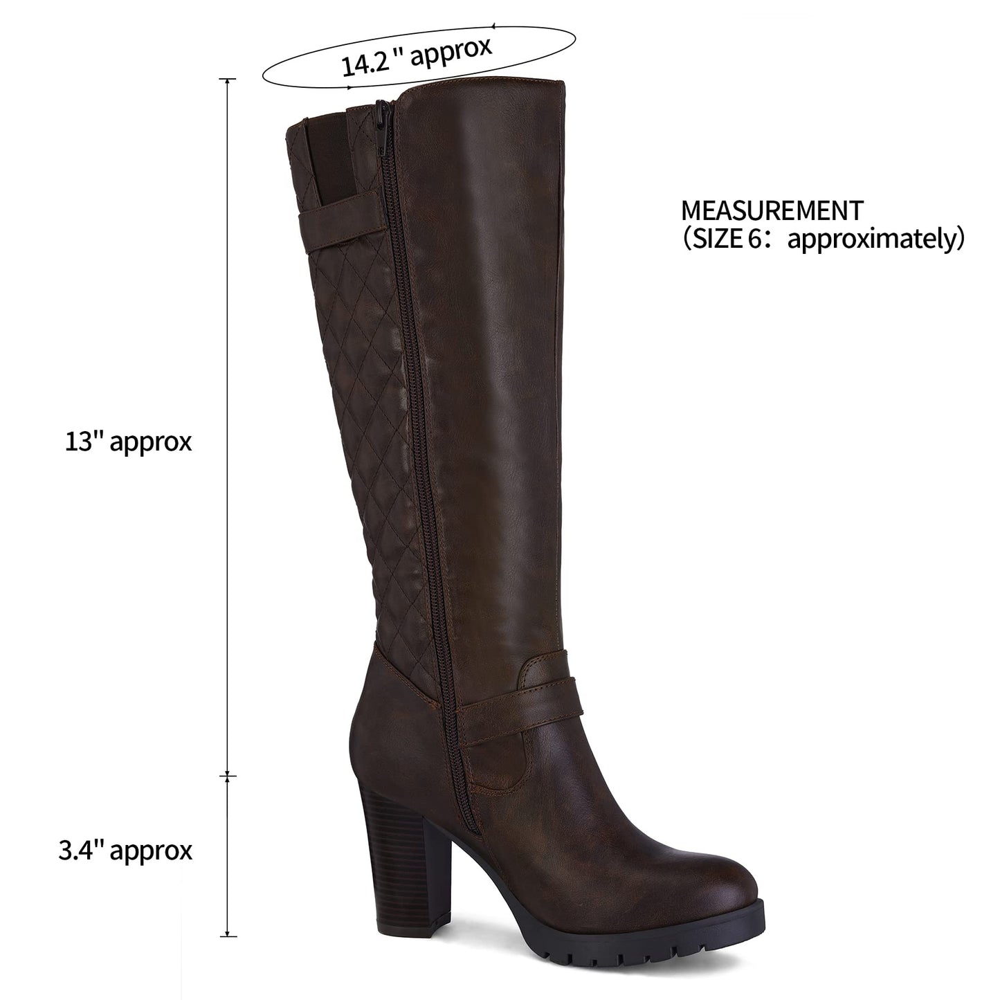 mysoft Women's Knee High Boots Fashion Chunky Block Heel Warm Winter Boots with Side Zippers