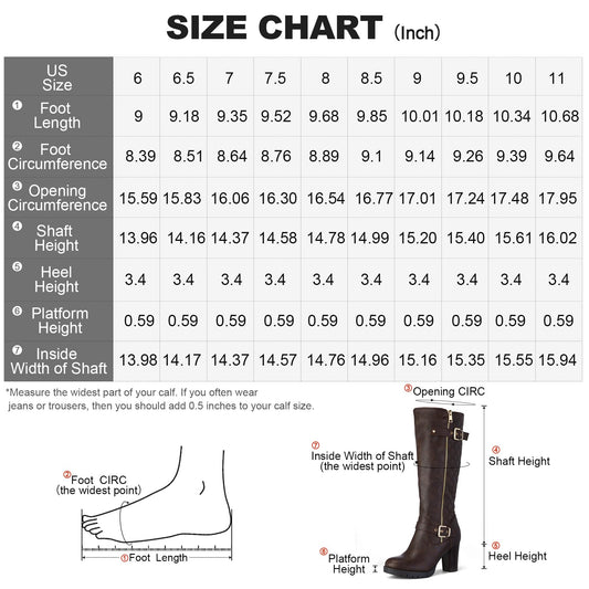 mysoft Women's Knee High Boots Fashion Chunky Block Heel Warm Winter Boots with Side Zippers